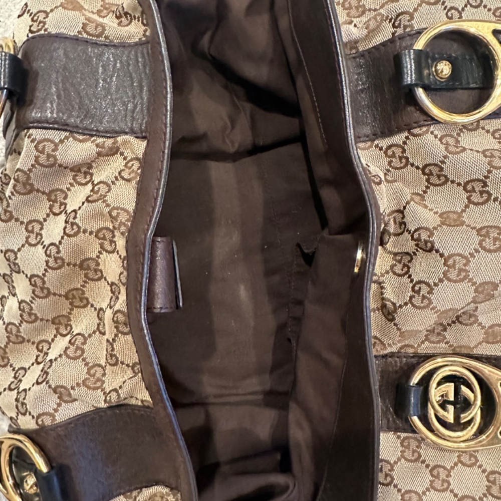 Gucci interlocking tote bag duffle medium large brown travel canvas d - Picture 12 of 14